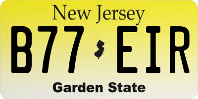 NJ license plate B77EIR
