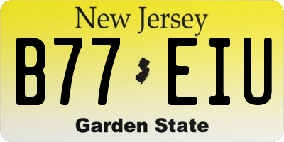 NJ license plate B77EIU