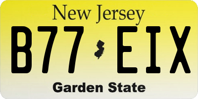 NJ license plate B77EIX