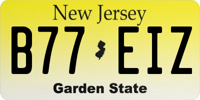 NJ license plate B77EIZ