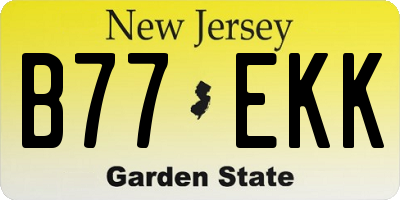 NJ license plate B77EKK