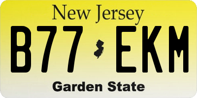 NJ license plate B77EKM