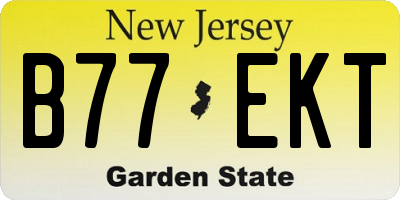 NJ license plate B77EKT