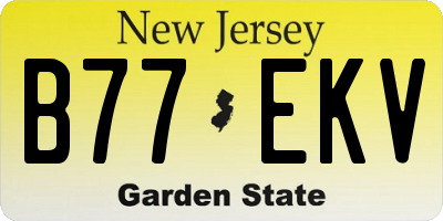 NJ license plate B77EKV
