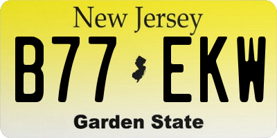 NJ license plate B77EKW