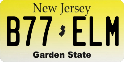 NJ license plate B77ELM