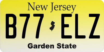 NJ license plate B77ELZ