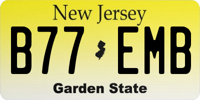 NJ license plate B77EMB