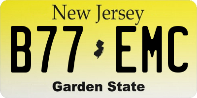 NJ license plate B77EMC
