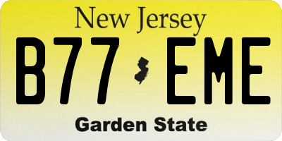 NJ license plate B77EME