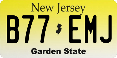 NJ license plate B77EMJ