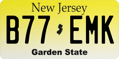 NJ license plate B77EMK