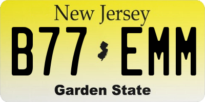 NJ license plate B77EMM