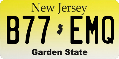 NJ license plate B77EMQ