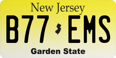 NJ license plate B77EMS