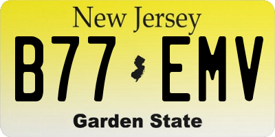 NJ license plate B77EMV