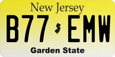NJ license plate B77EMW