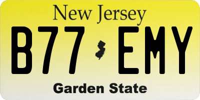 NJ license plate B77EMY