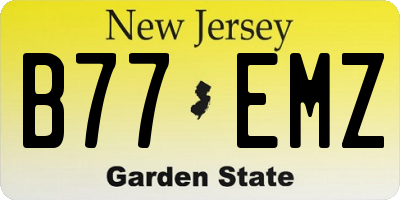 NJ license plate B77EMZ