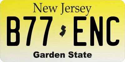 NJ license plate B77ENC