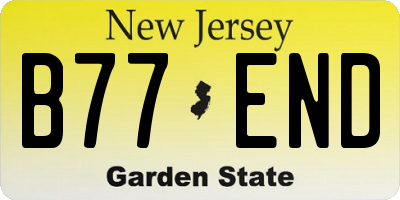 NJ license plate B77END