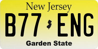 NJ license plate B77ENG
