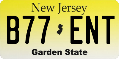 NJ license plate B77ENT