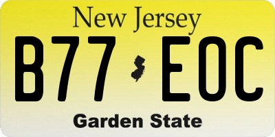NJ license plate B77EOC