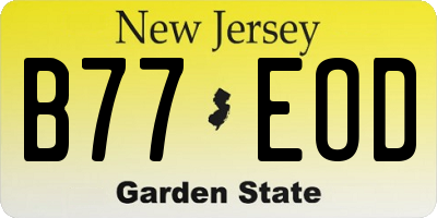 NJ license plate B77EOD