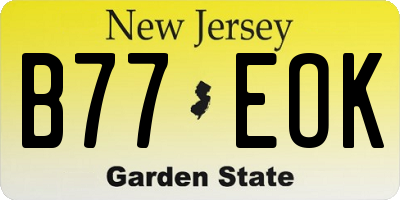 NJ license plate B77EOK