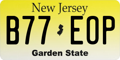 NJ license plate B77EOP