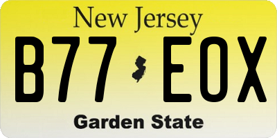 NJ license plate B77EOX
