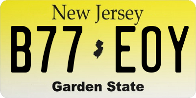NJ license plate B77EOY