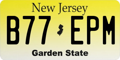 NJ license plate B77EPM