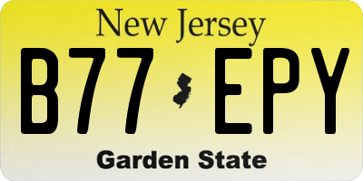 NJ license plate B77EPY