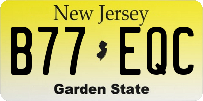 NJ license plate B77EQC