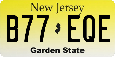 NJ license plate B77EQE