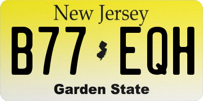 NJ license plate B77EQH