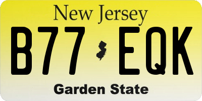 NJ license plate B77EQK