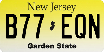 NJ license plate B77EQN