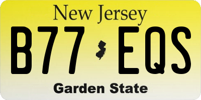 NJ license plate B77EQS