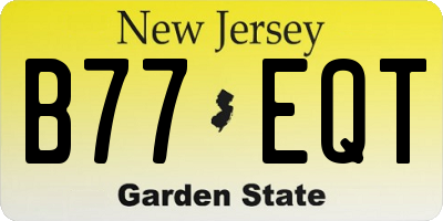 NJ license plate B77EQT