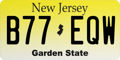 NJ license plate B77EQW