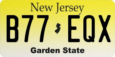 NJ license plate B77EQX