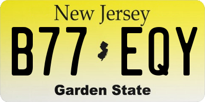 NJ license plate B77EQY