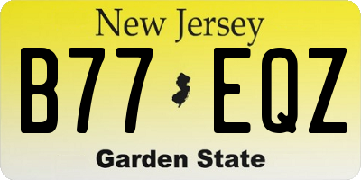 NJ license plate B77EQZ
