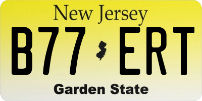 NJ license plate B77ERT