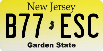 NJ license plate B77ESC
