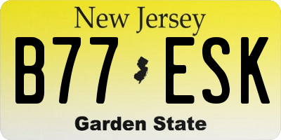 NJ license plate B77ESK