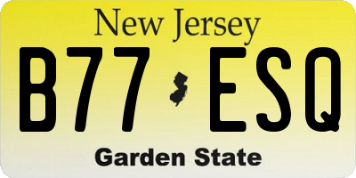 NJ license plate B77ESQ